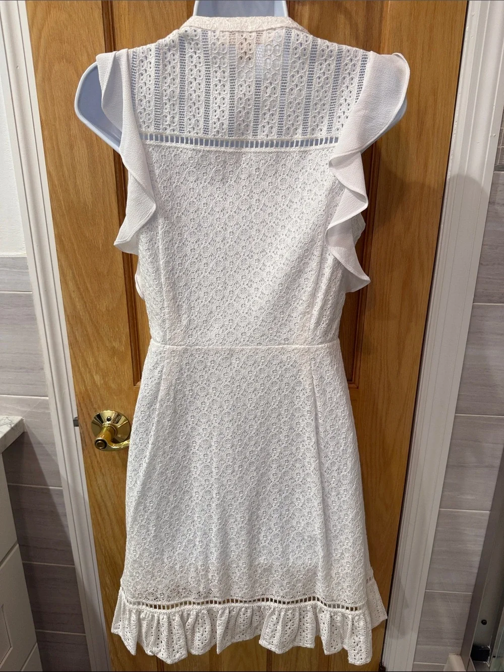 Michael Kors White Lace Ruffle Mini Dress